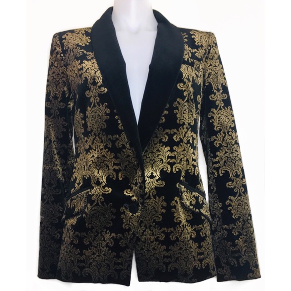 7 for All Mankind Metallic Brocade Velvet Blazer - Picture 2 of 6